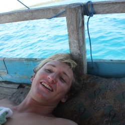 Lying in the boat